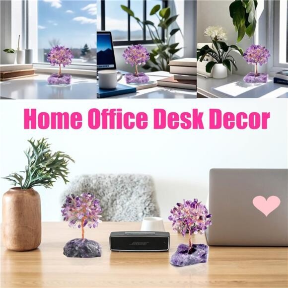 Amethyst Crystal Tree Crystals Healing Stones Reiki Natural Crystals Base Copper - Picture 2 of 7